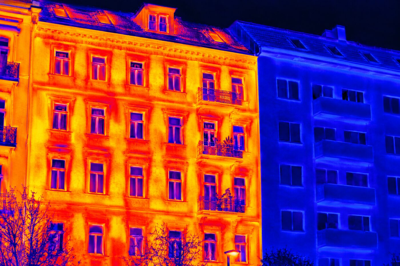 Thermografie einer Wiener Hausfassade